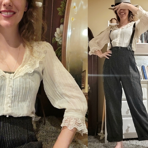 *Vintage Cream Lace Collar Blouse* - Picture 5 of 13